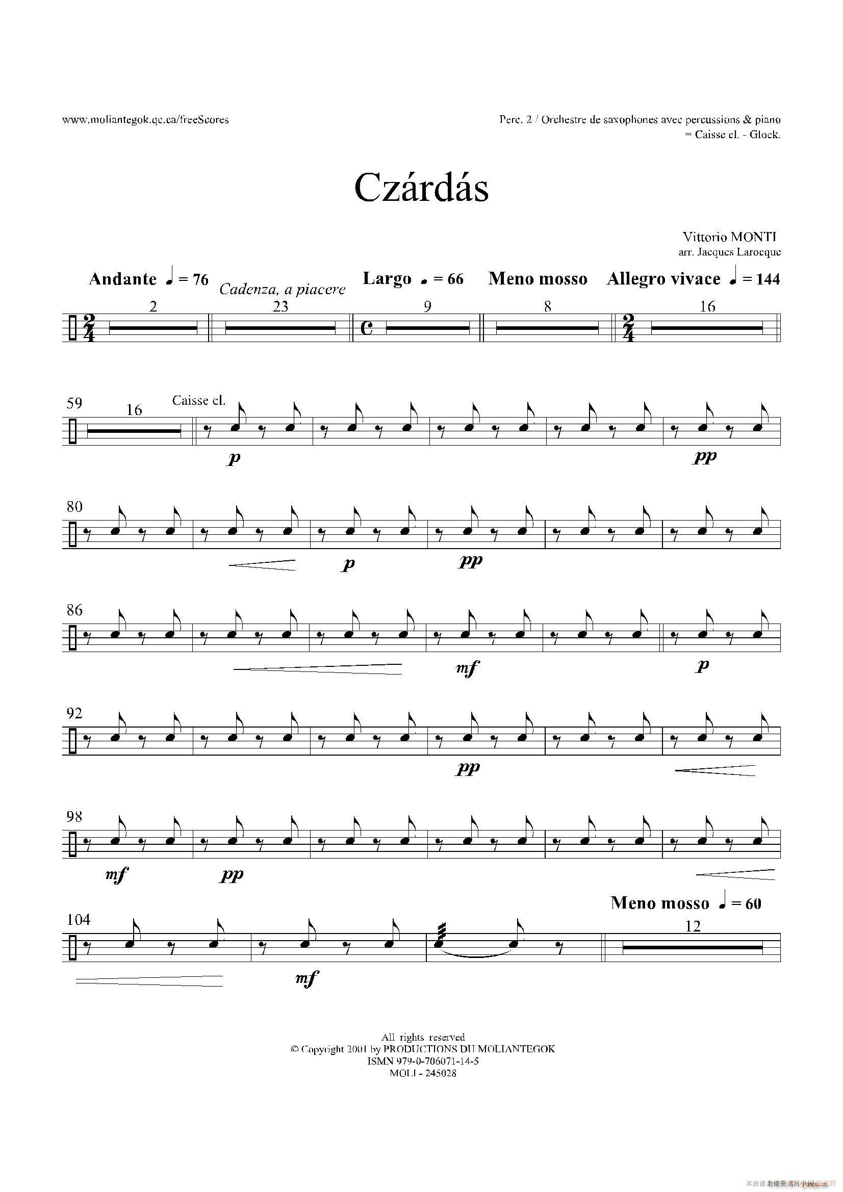 Czardas 查爾達斯 15重奏 5副打擊樂(總譜)3