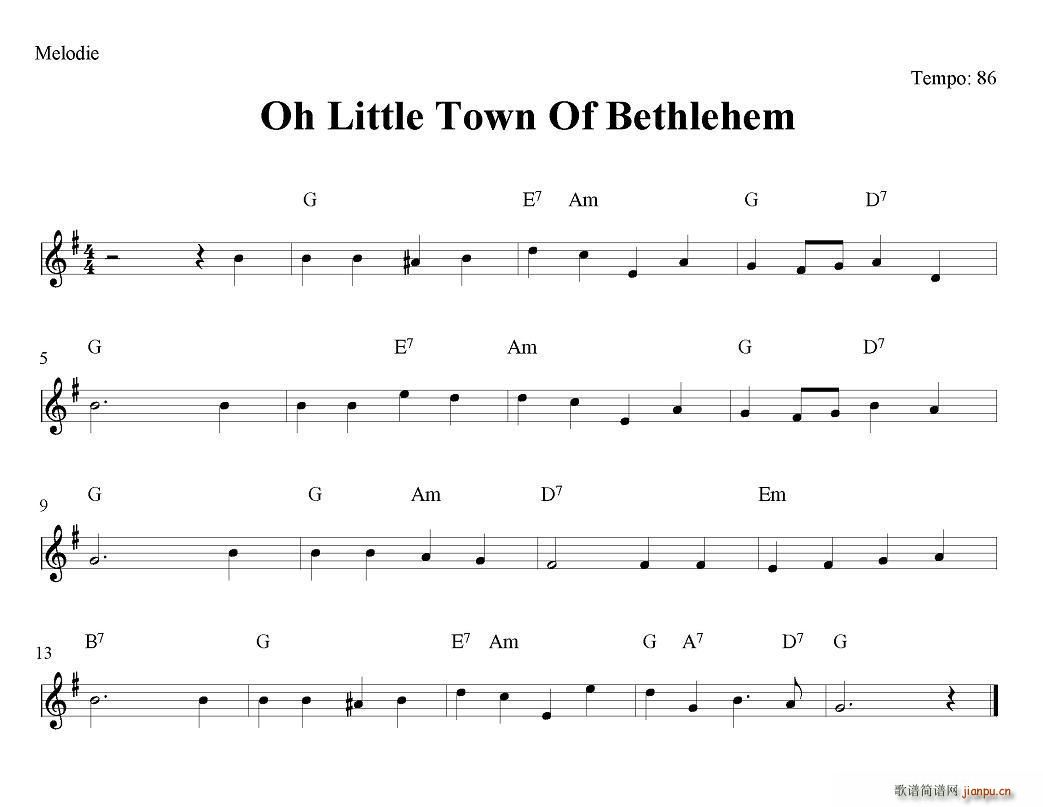 Oh Little Town Of Bethlehem(电子琴谱)1