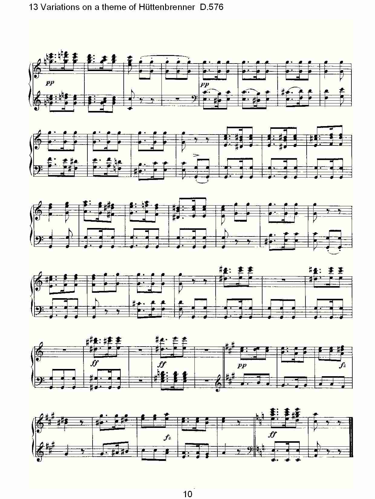 Hüttenbrenner主题13变奏曲D.576(总谱)5