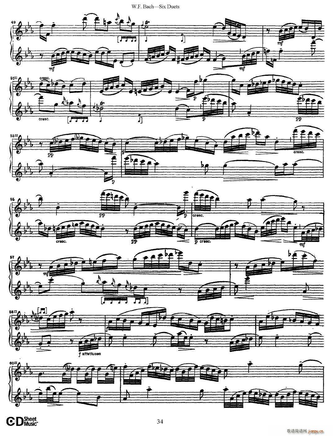 W F 巴赫 六首二重奏练习曲 5(笛箫谱)5