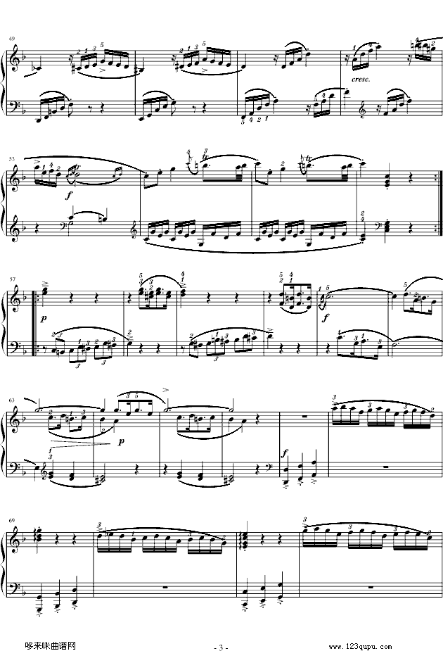 F大调钢琴奏鸣曲第一乐章-莫扎特(钢琴谱)3