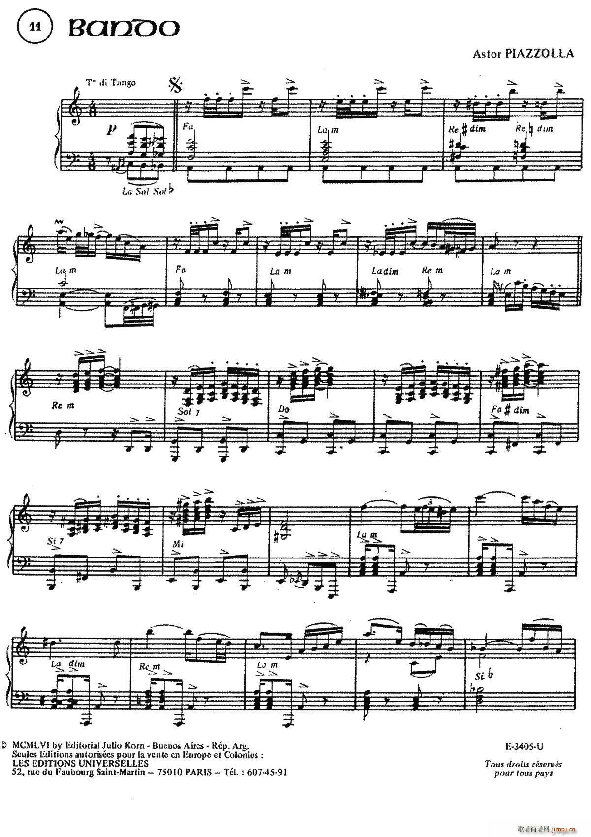 Piazzolla合集 11 Bando(手风琴谱)1