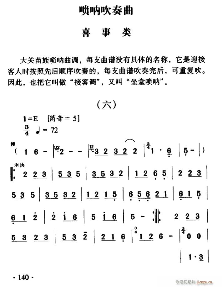 大关苗族唢呐吹奏曲调 喜事类 六(唢呐谱)1