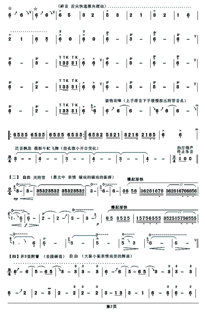 中国乐谱网——【葫芦丝】野狼