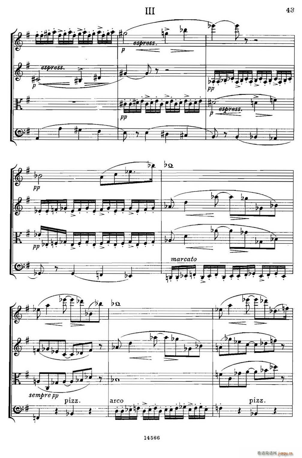 QUARTET Op 83 第三部分 弦乐四重奏(总谱)10
