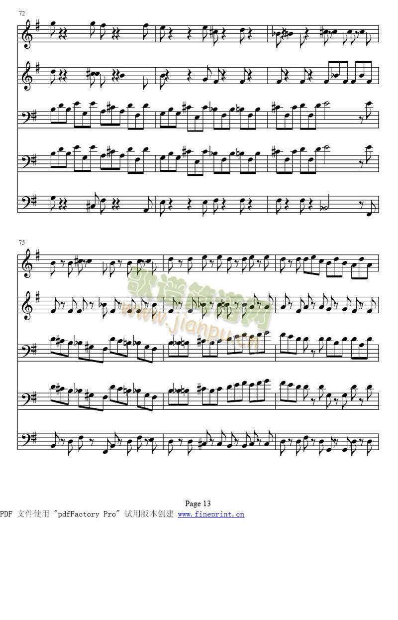 巴赫Ｇ大调铜管五重奏9-15(总谱)5