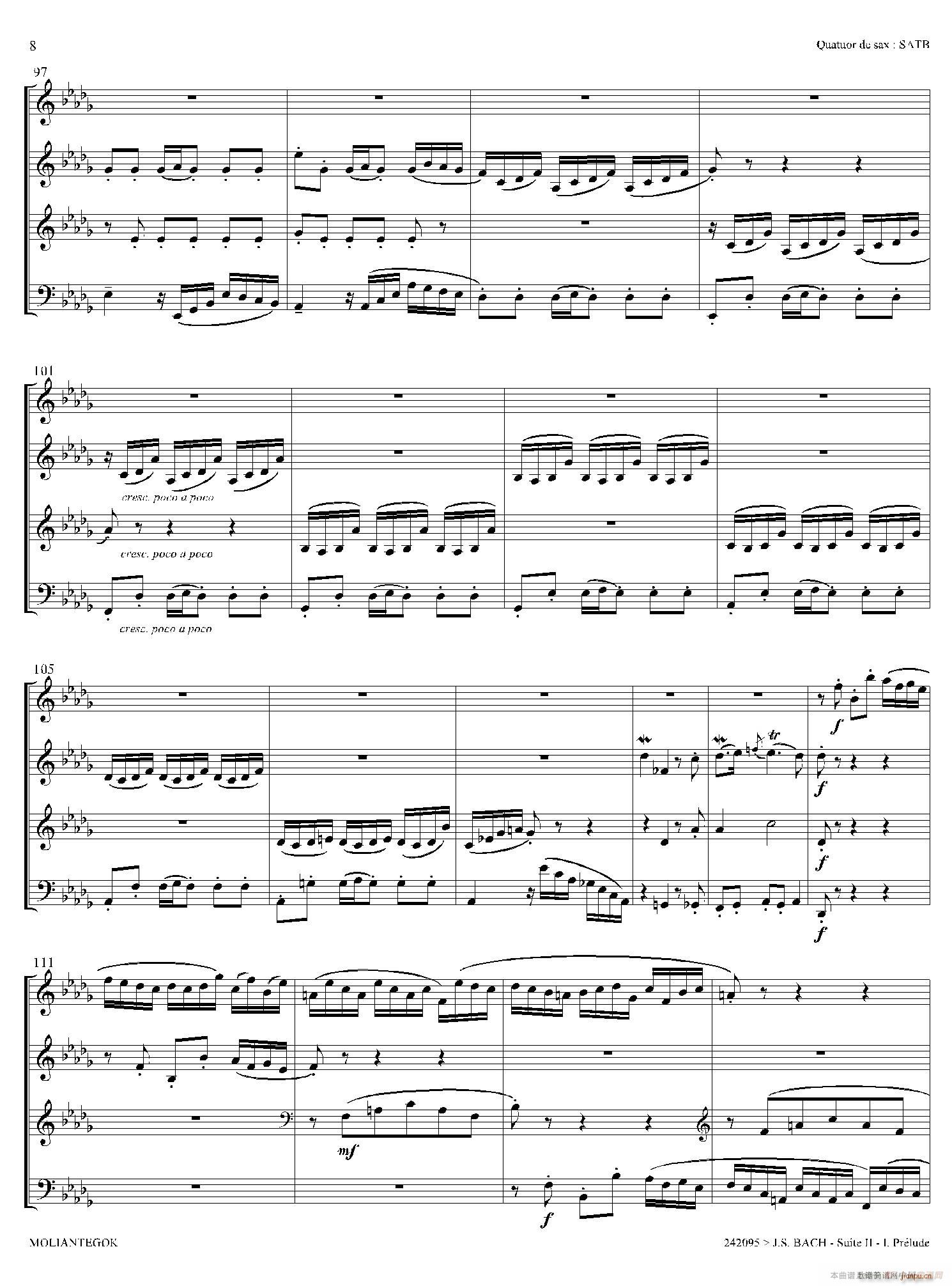 Suite anglaise No 2 BWV 807 法国组曲之二 前奏曲 四重奏(总谱)7