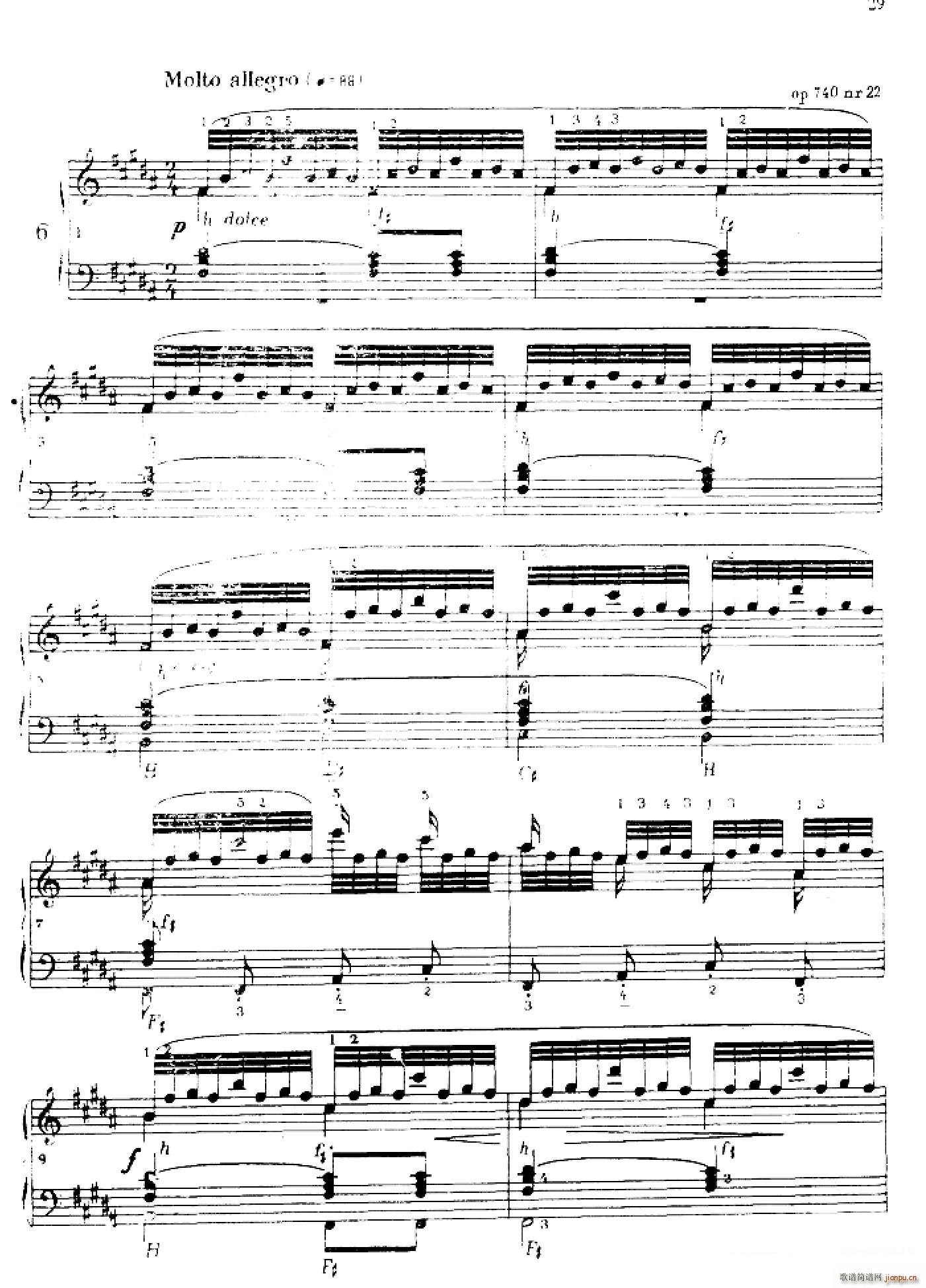 车尔尼手风琴练习曲集 第Ⅳ册 第6首(手风琴谱)1