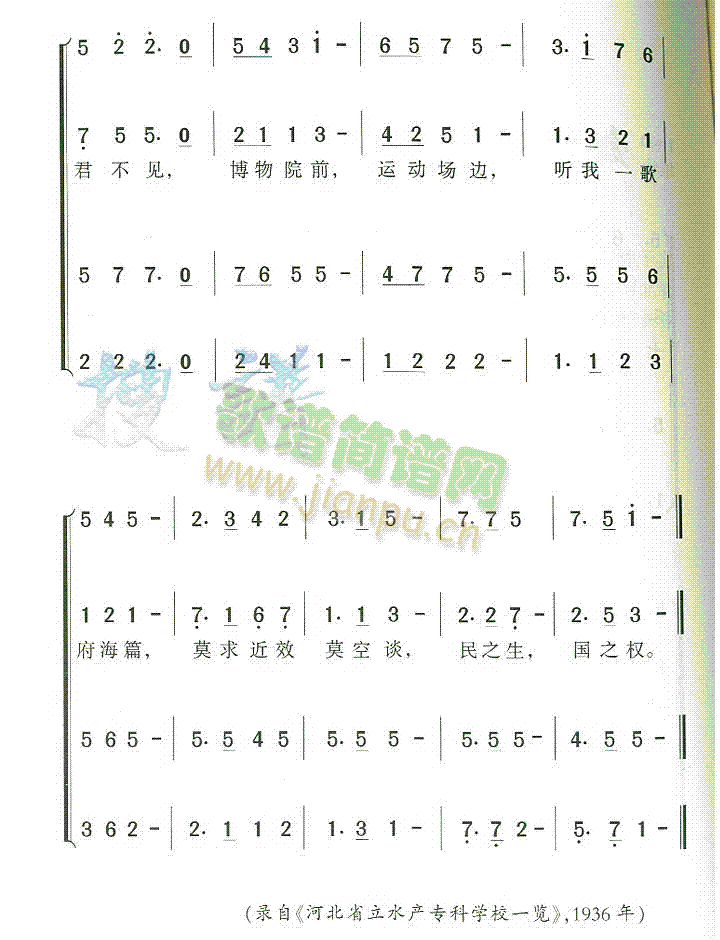 河北省立水产专科学校校歌 2