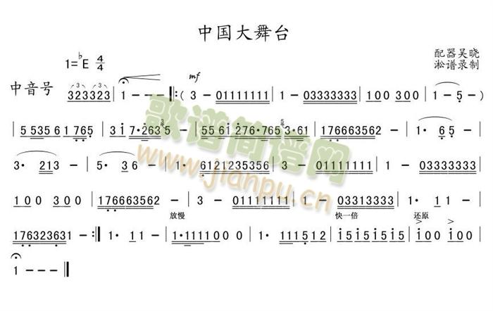 中国大舞台管乐中音号1分谱(总谱)1