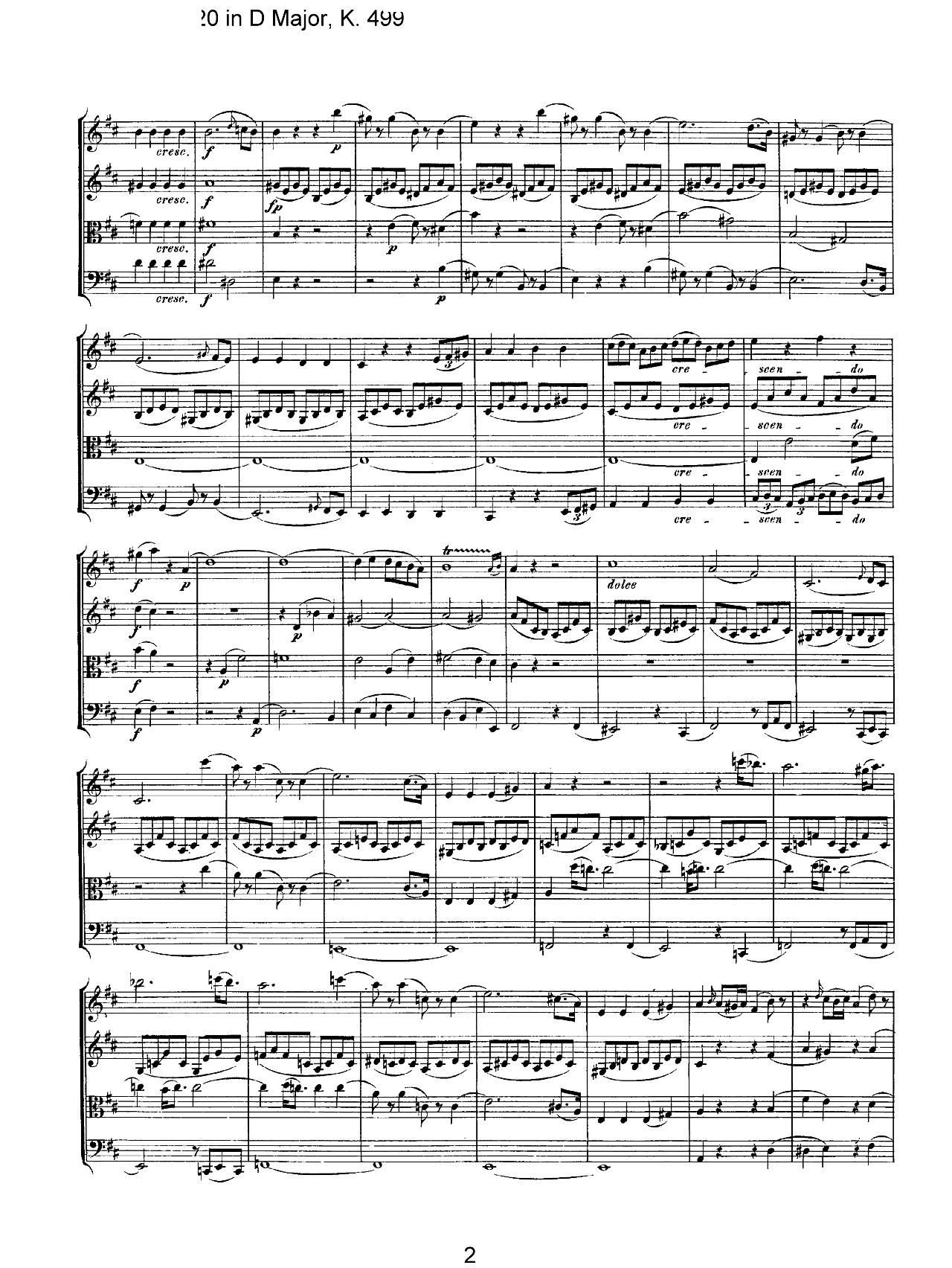Mozart Quartet No 20 in D Major K 499 2