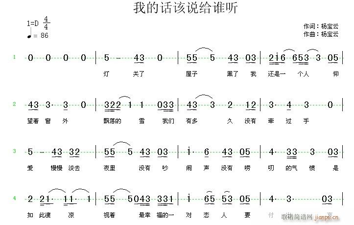 我的話該說(shuō)給誰(shuí)聽(tīng)(八字歌譜)1