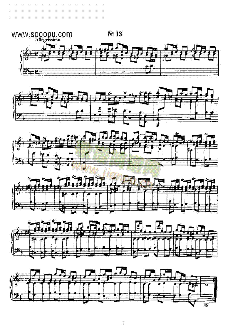 二十首经典奏鸣曲第十三首键盘类钢琴(钢琴谱)1