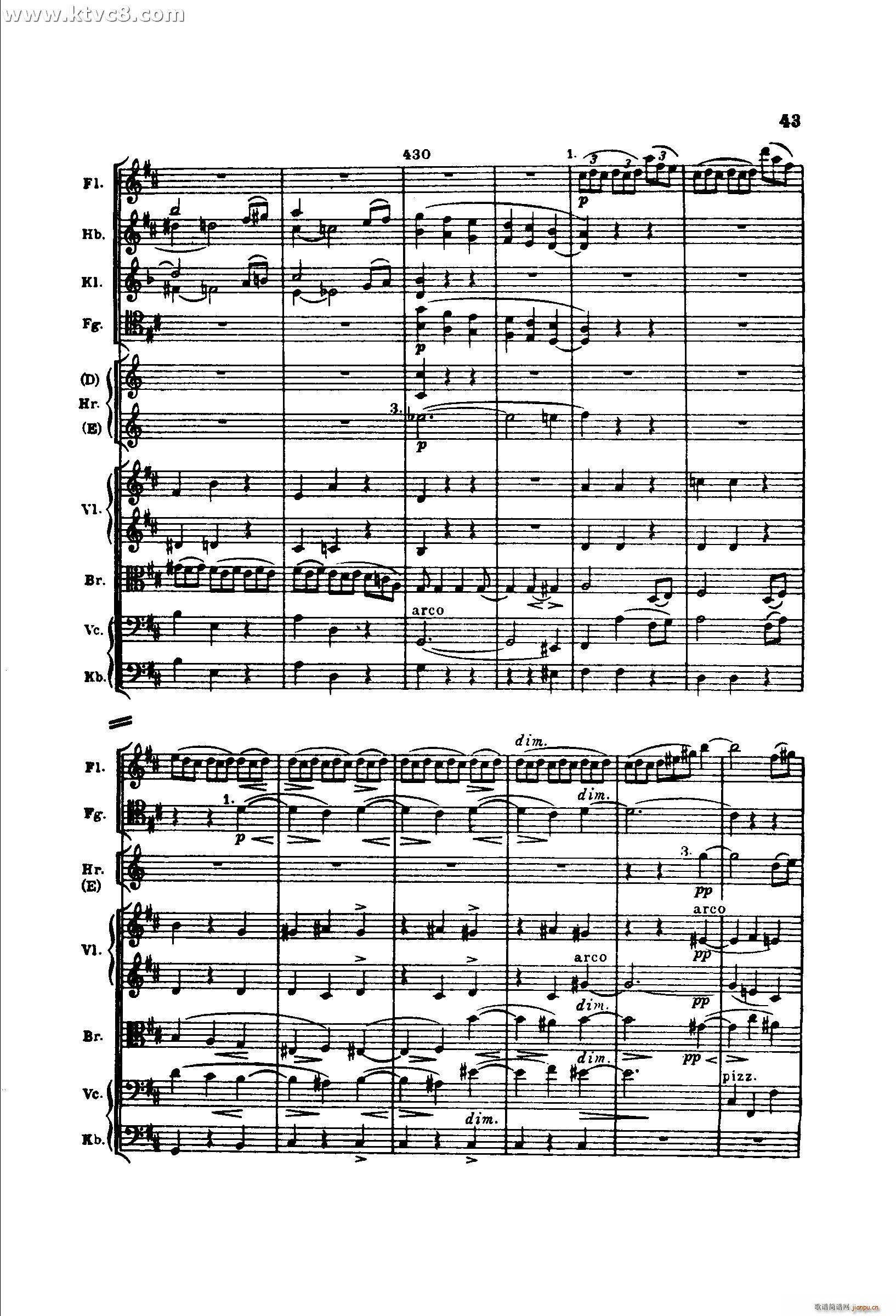 勃拉姆斯第二交响曲 第一乐章 不太快的快板(总谱)43