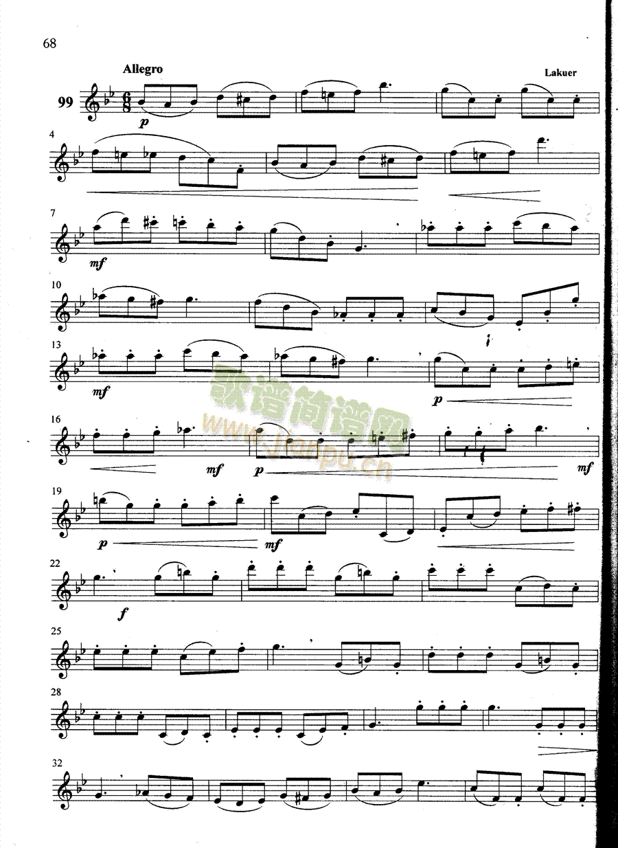 萨克斯管练习曲第100—068页(萨克斯谱)1
