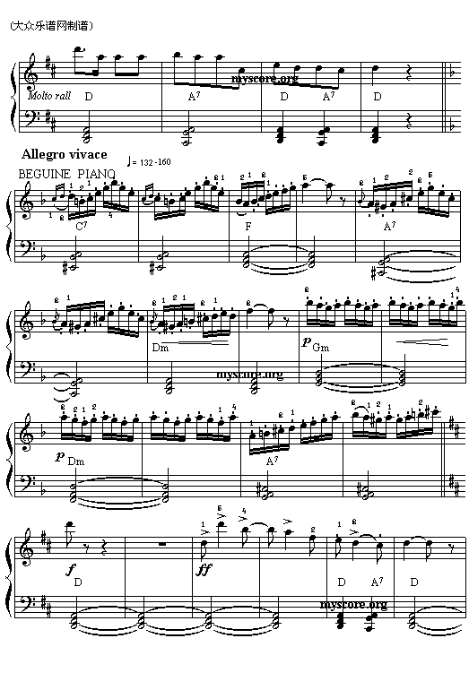 查尔达士舞曲(电子琴谱)1