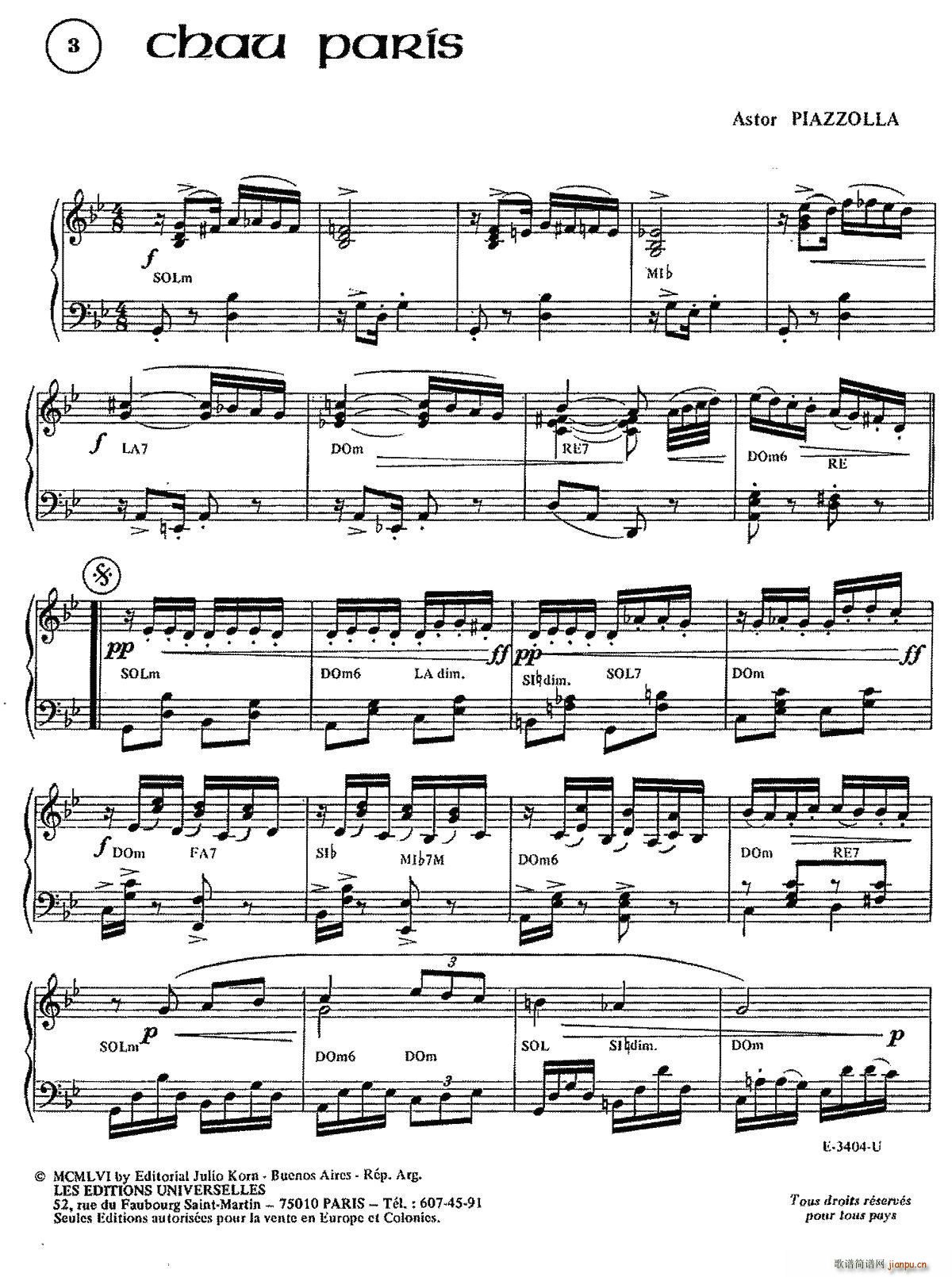 Piazzolla合集 3 Chau Paris(手风琴谱)1