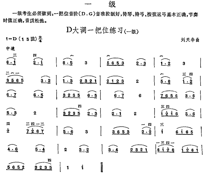 D大調(diào)一把位練習(xí)(二胡譜)1