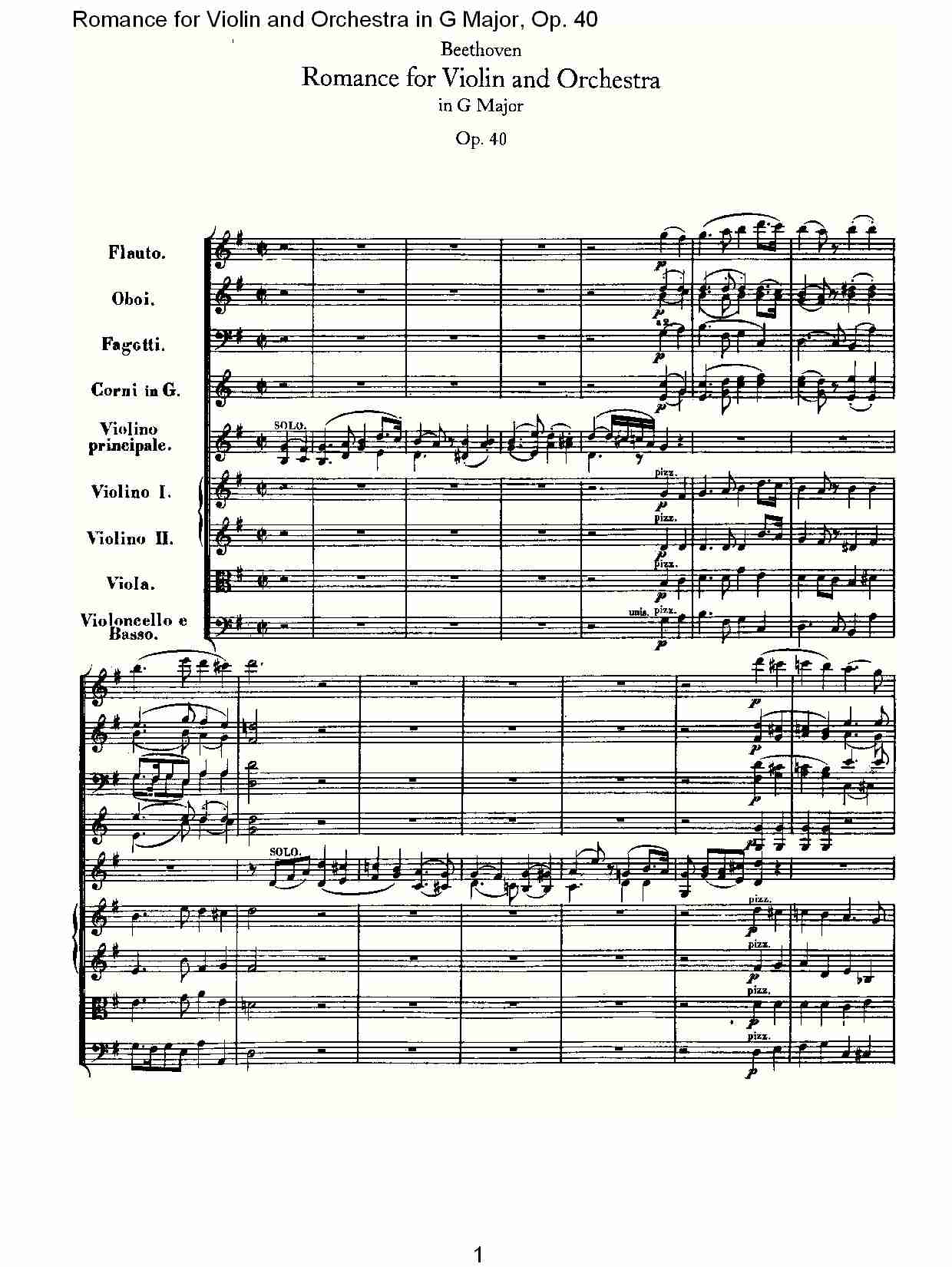G小调小提琴与管弦乐罗曼曲Op.40(总谱)1