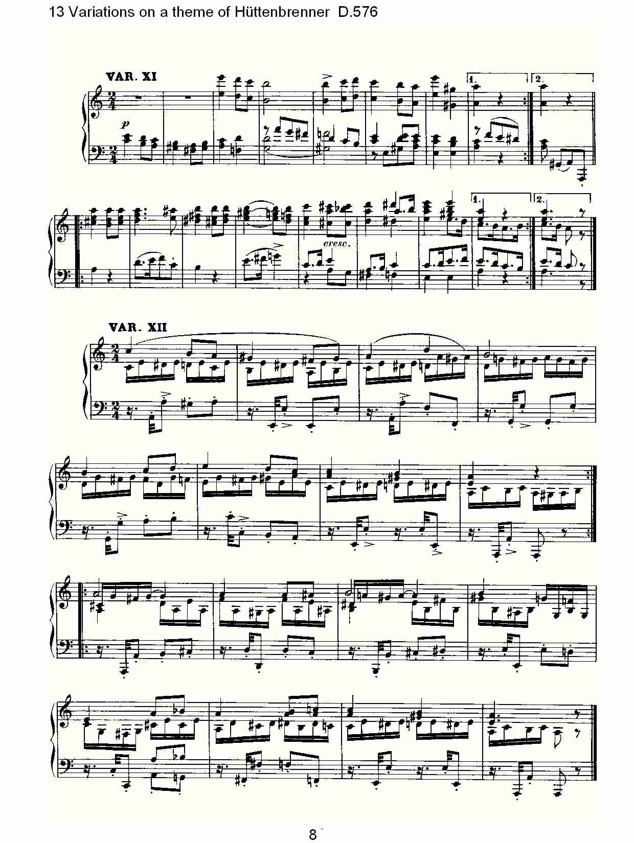Hüttenbrenner主题13变奏曲D.576(总谱)3