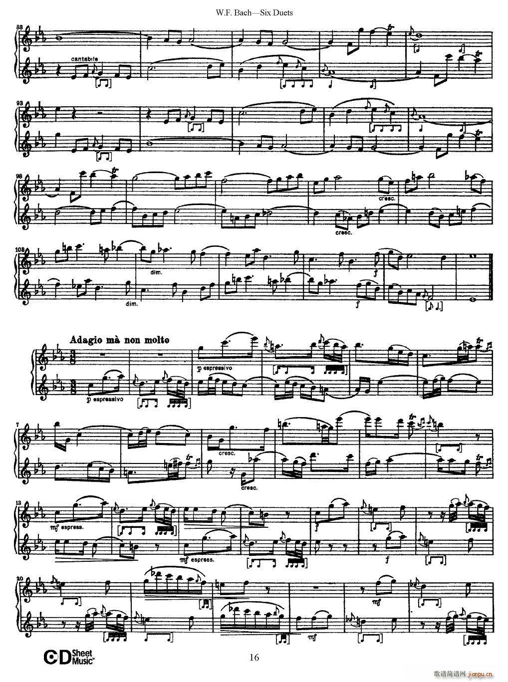 W F 巴赫 六首二重奏练习曲 3(笛箫谱)3