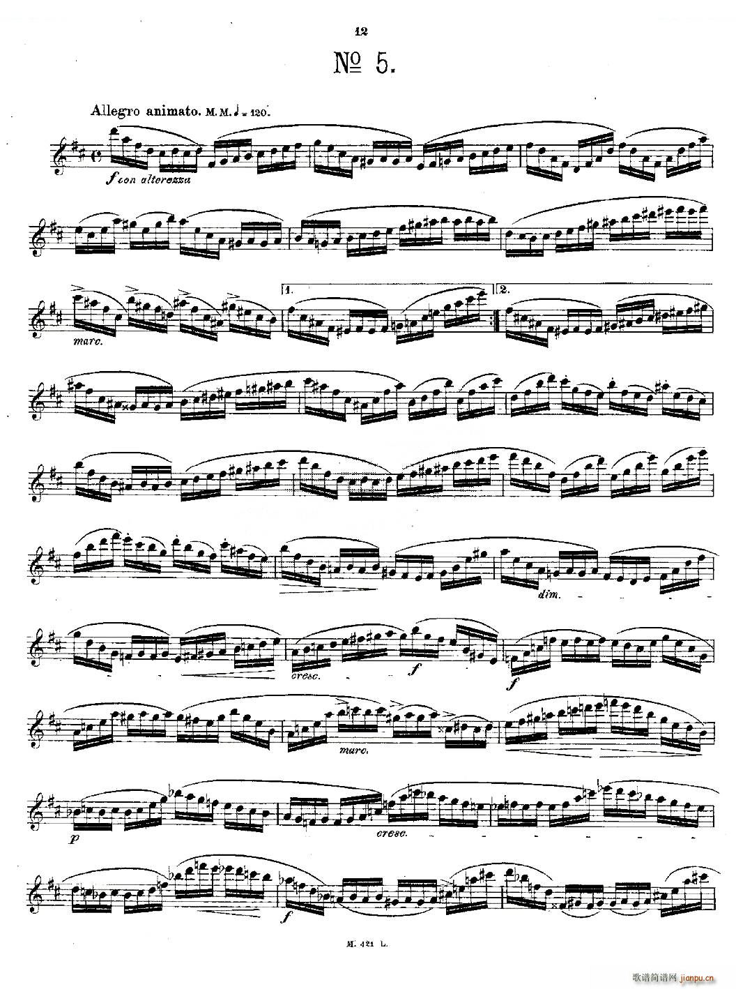24首长笛练习曲 Op 15 之1 5 铜管(笛箫谱)12