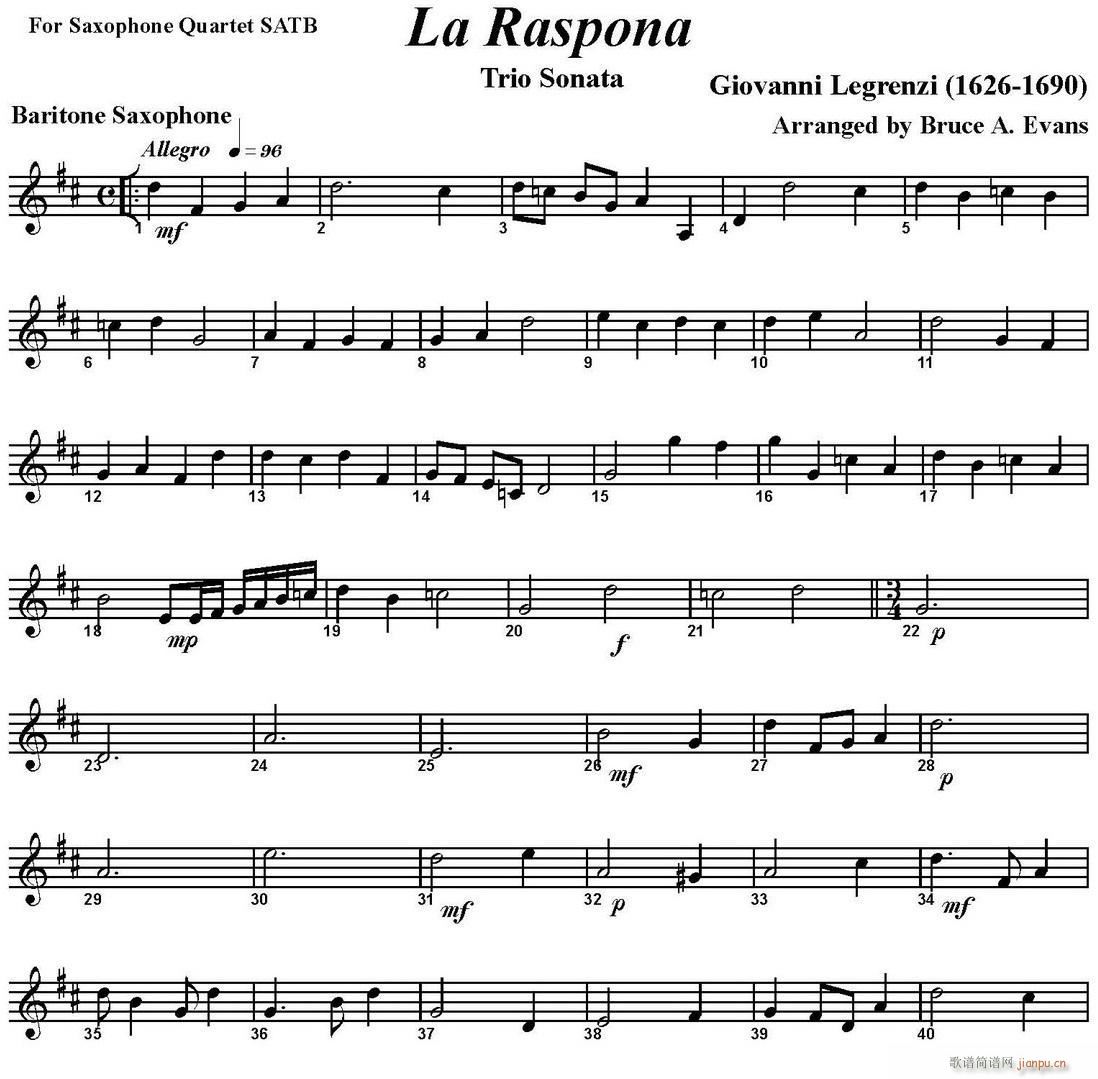 La Raspona 四重奏 上低音薩克斯(總譜)1