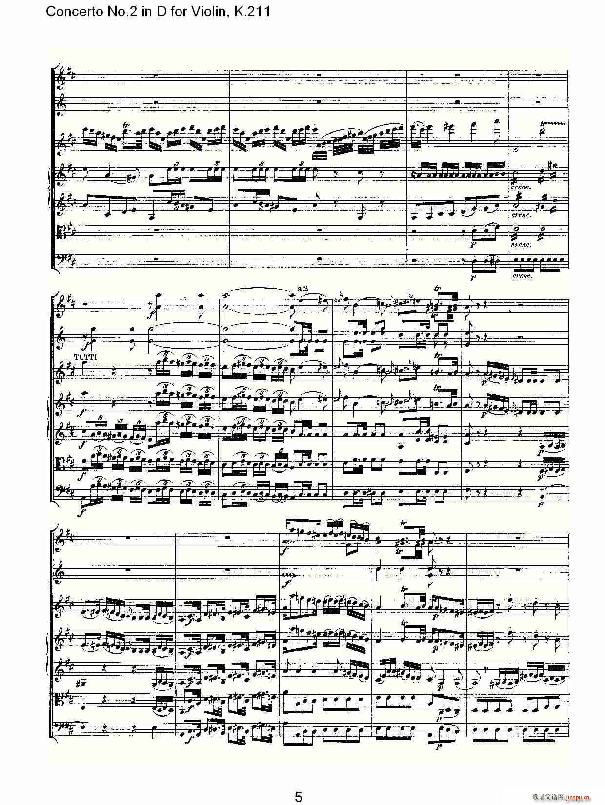 Concerto No.2 in D for Violin, K.211(小提琴谱)5
