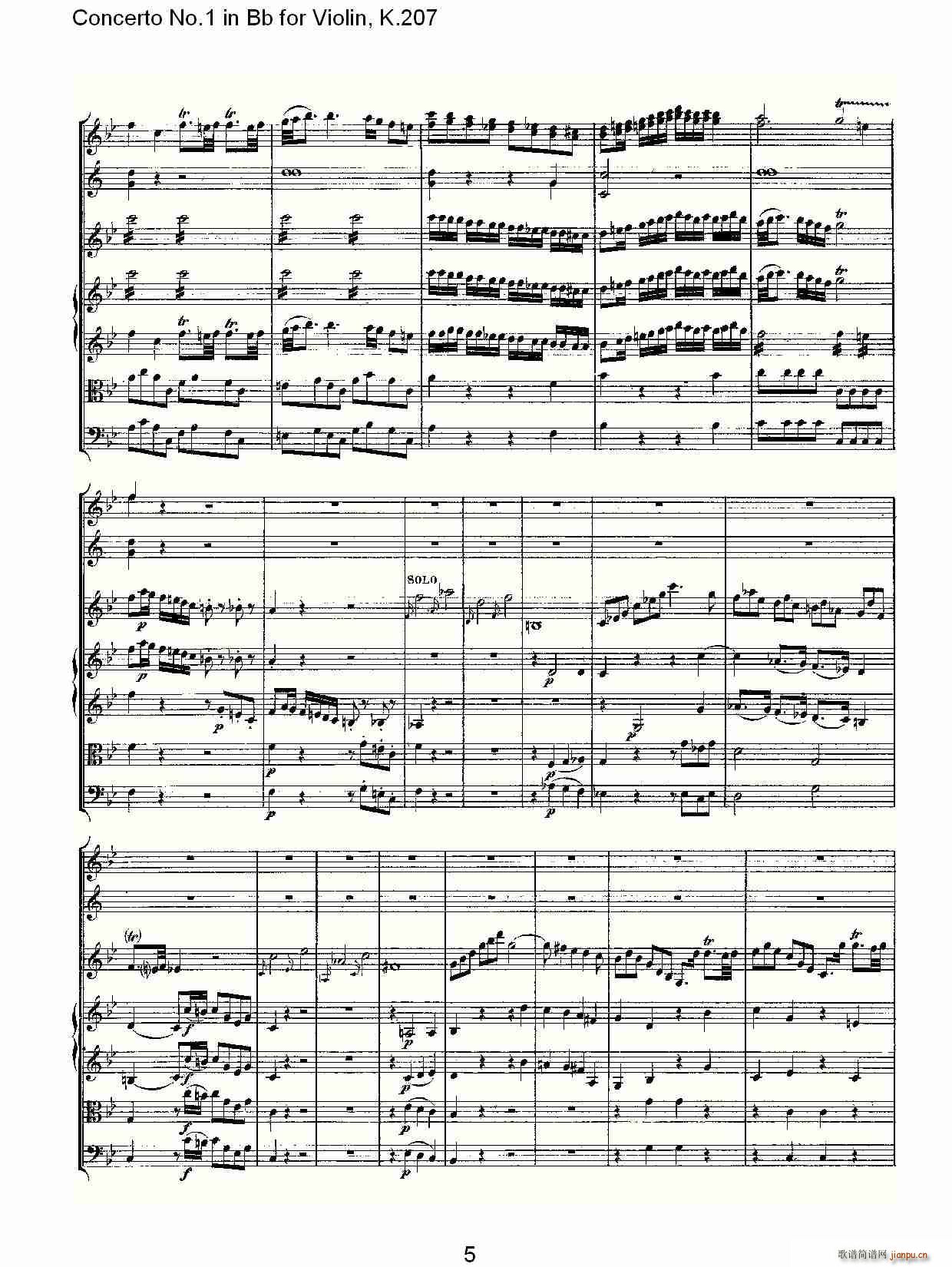 Concerto No.1 in Bb for Violin, K.207(小提琴谱)5