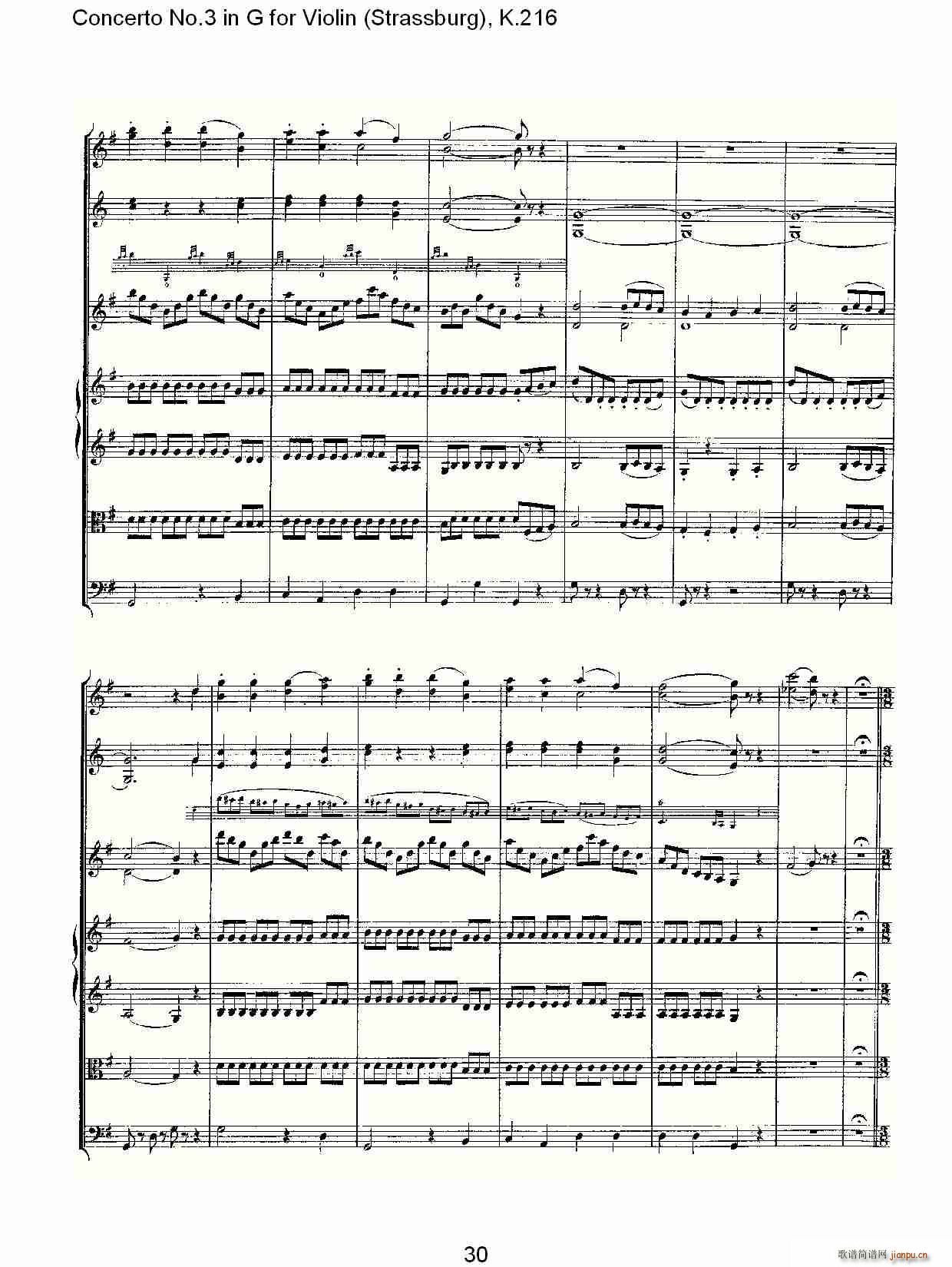 Concerto No.3 in G for Violin K.216(小提琴谱)30