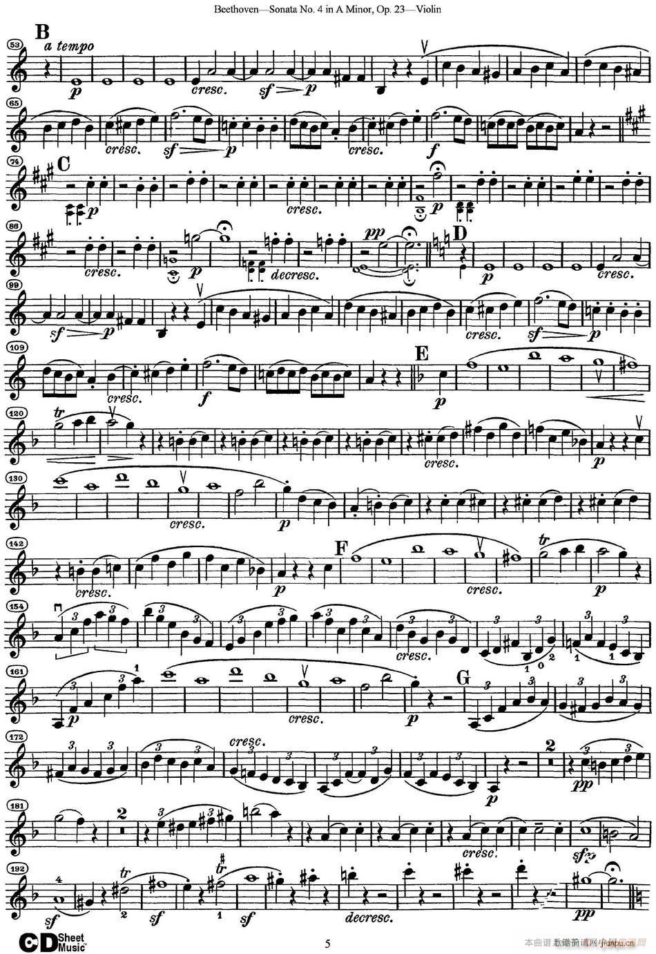 Violin Sonata No 4 in A Minor Op 23(小提琴谱)5