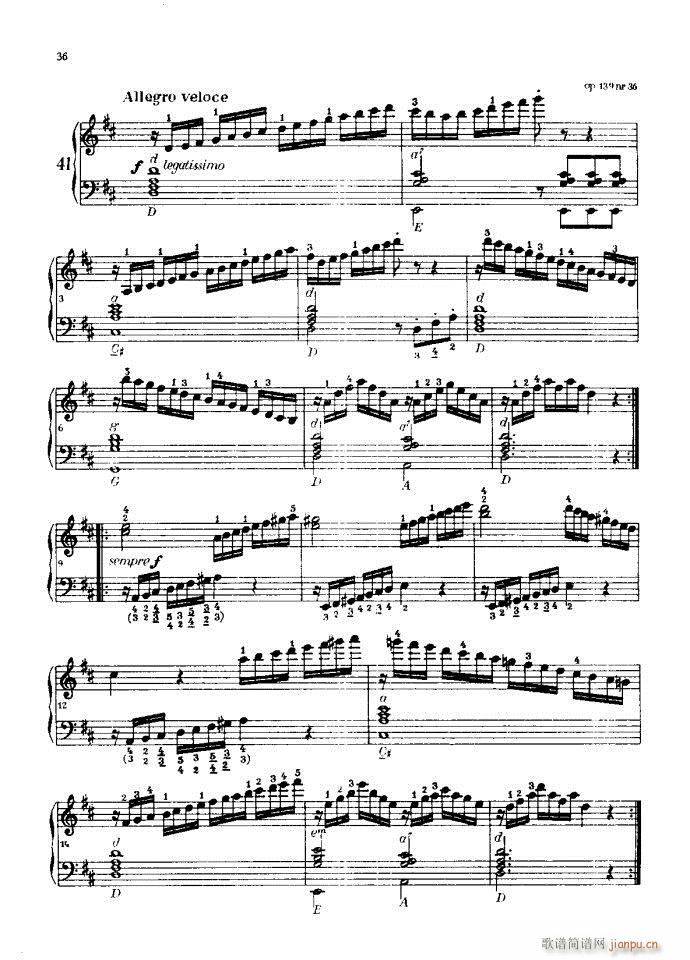 车尔尼手风琴练习曲集(手风琴谱)36