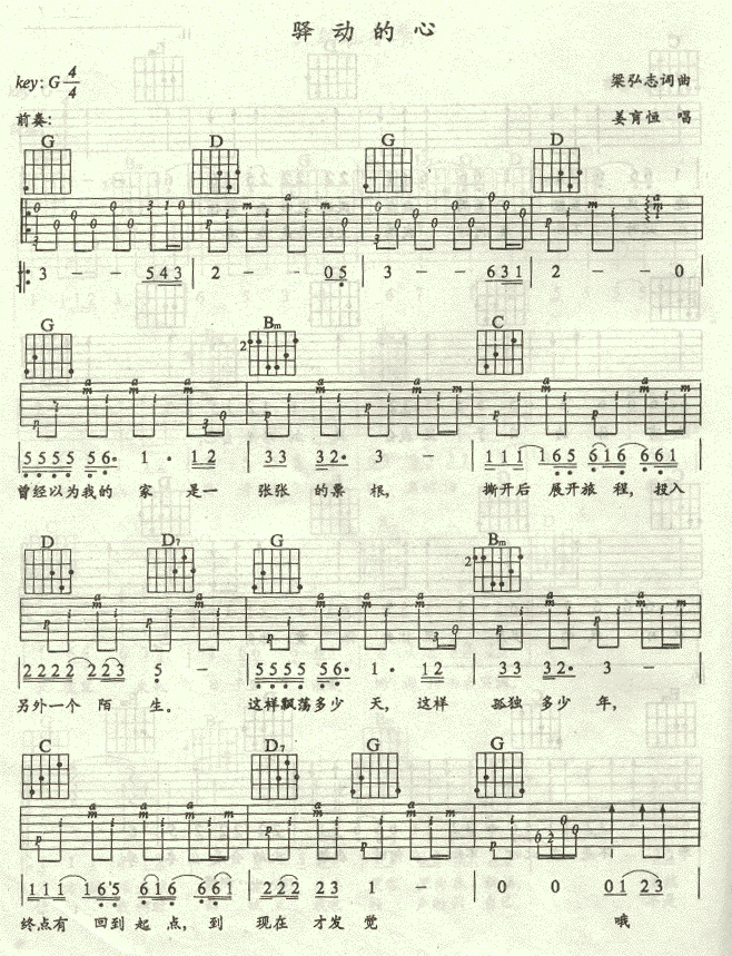 驛動(dòng)的心-認(rèn)證譜(八字歌譜)1