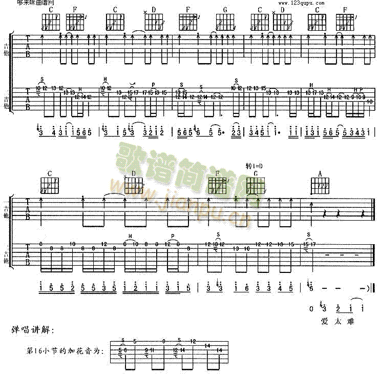 愛太難(吉他譜)3