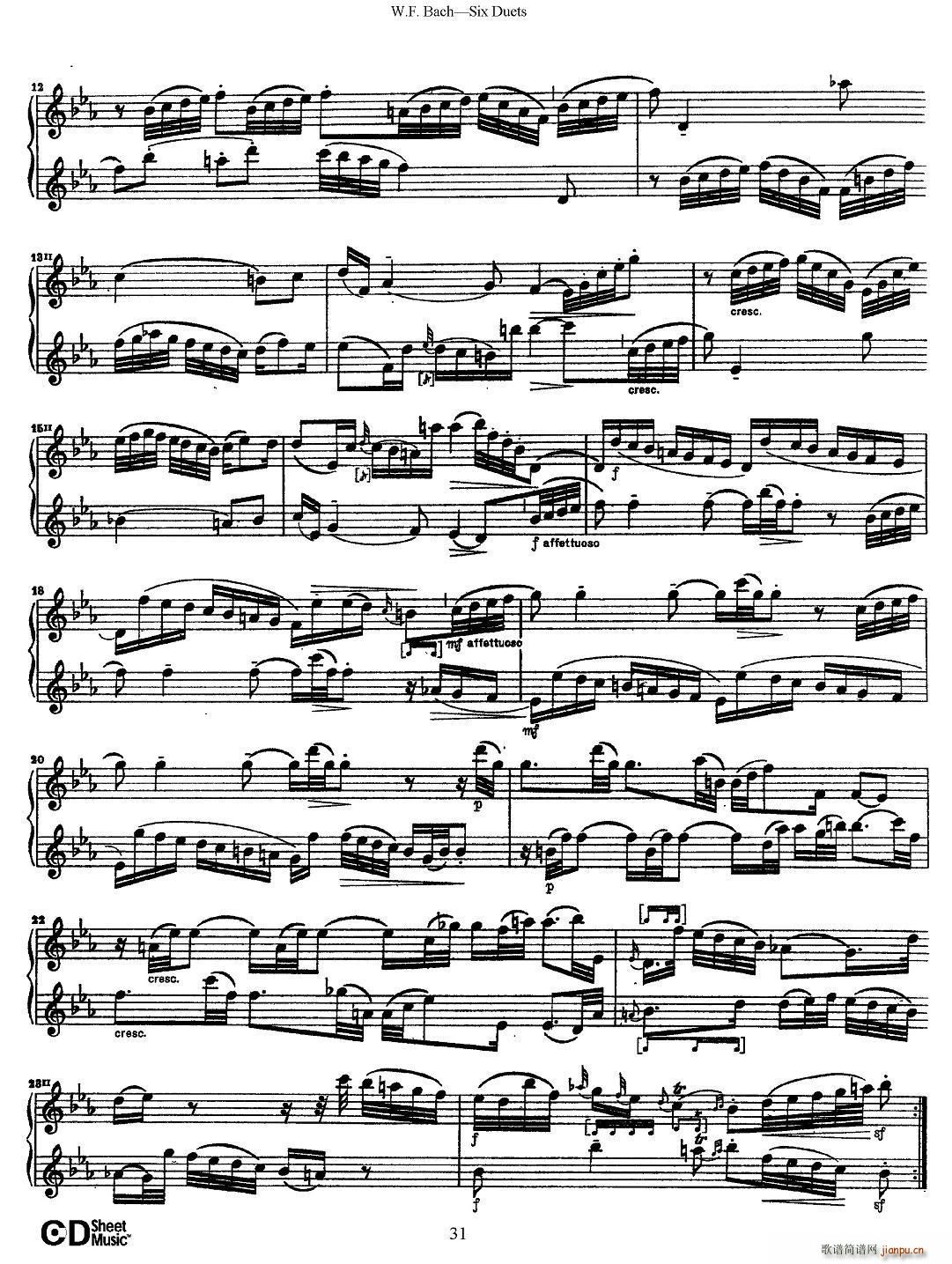 W F 巴赫 六首二重奏练习曲 5 2
