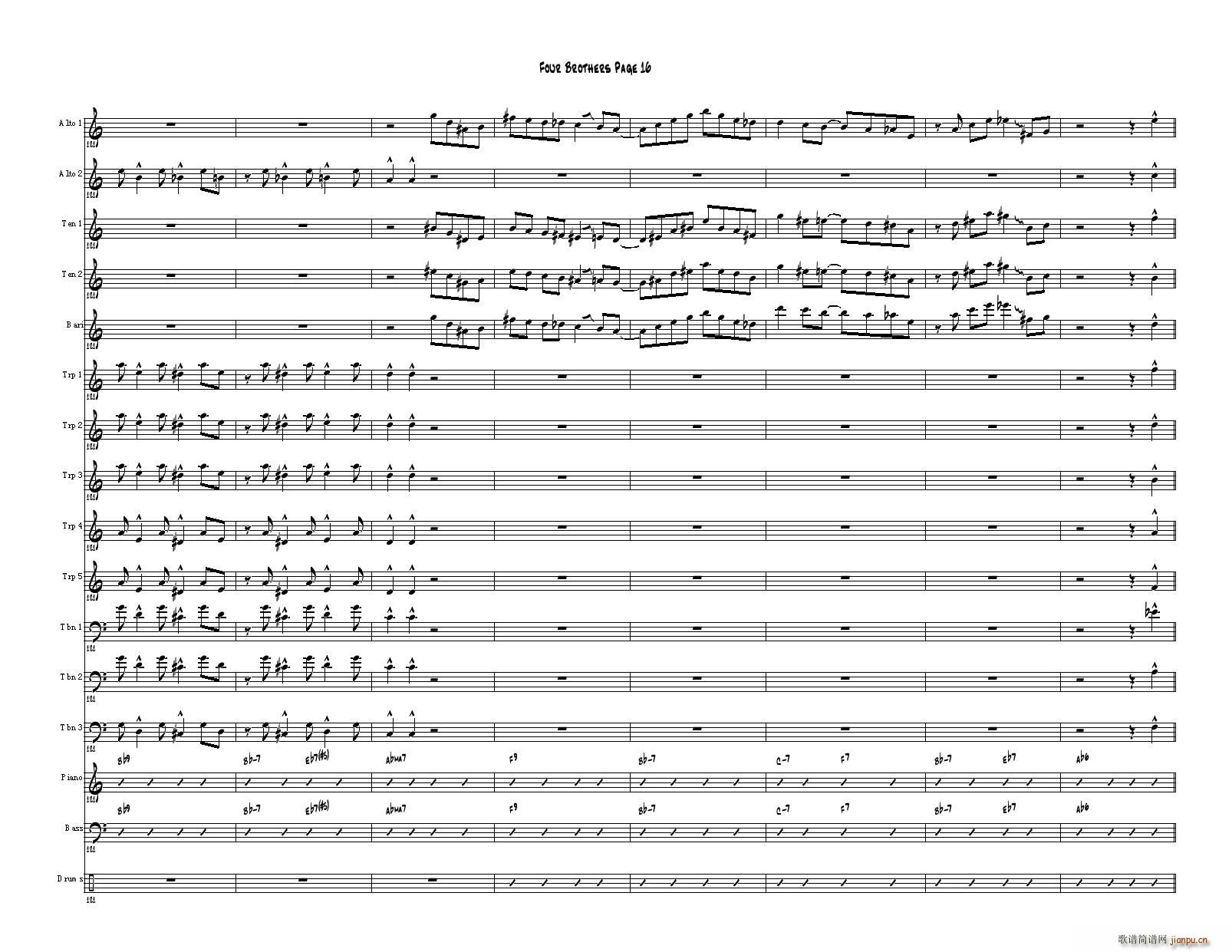 Four Brothers Big Band score(总谱)16