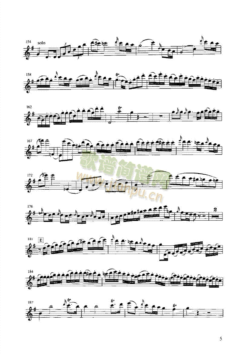 G大调协奏曲第一乐章管乐类长笛(其他乐谱)5