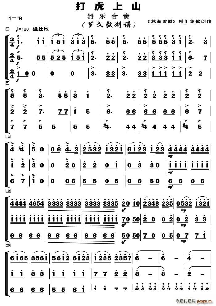 打虎上山器樂(lè)合奏(總譜)1