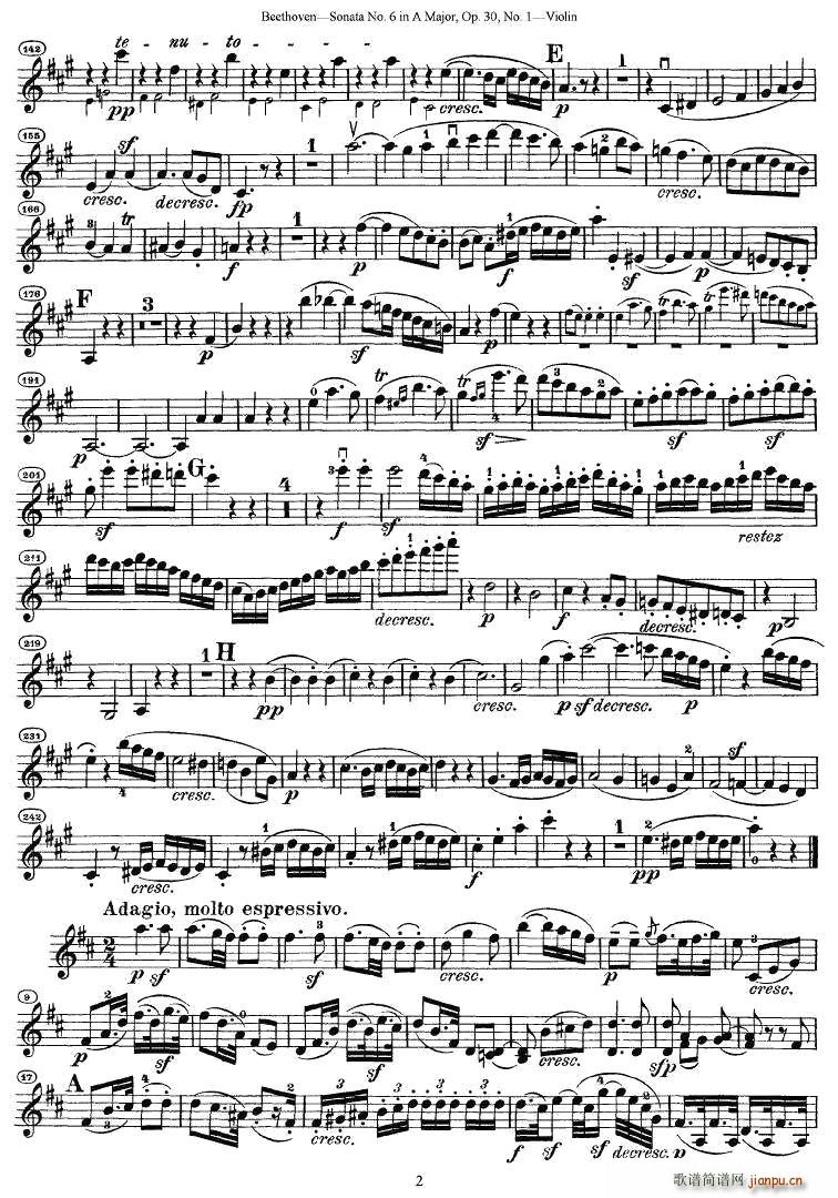 Sonata No.6 in A Major，Op.30，No.1 2