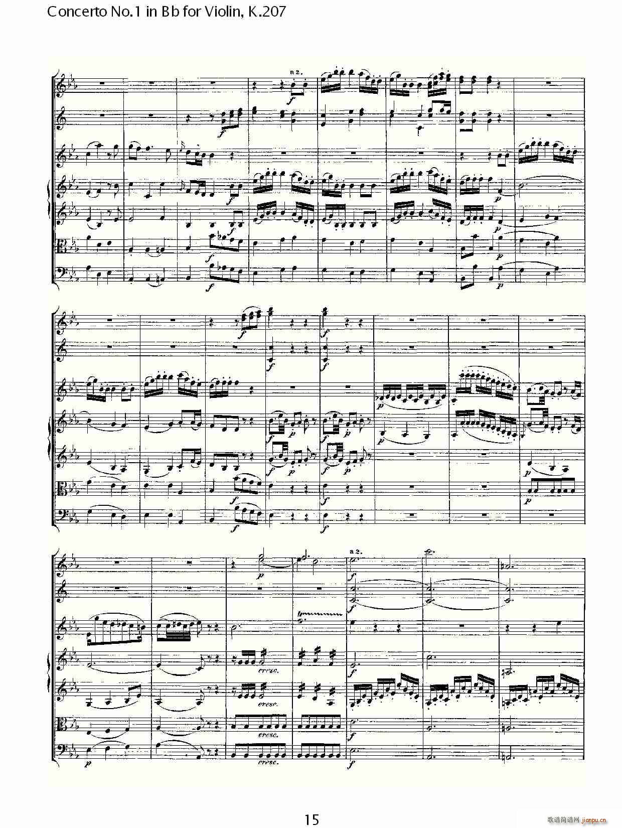 Concerto No.1 in Bb for Violin, K.207(小提琴谱)15