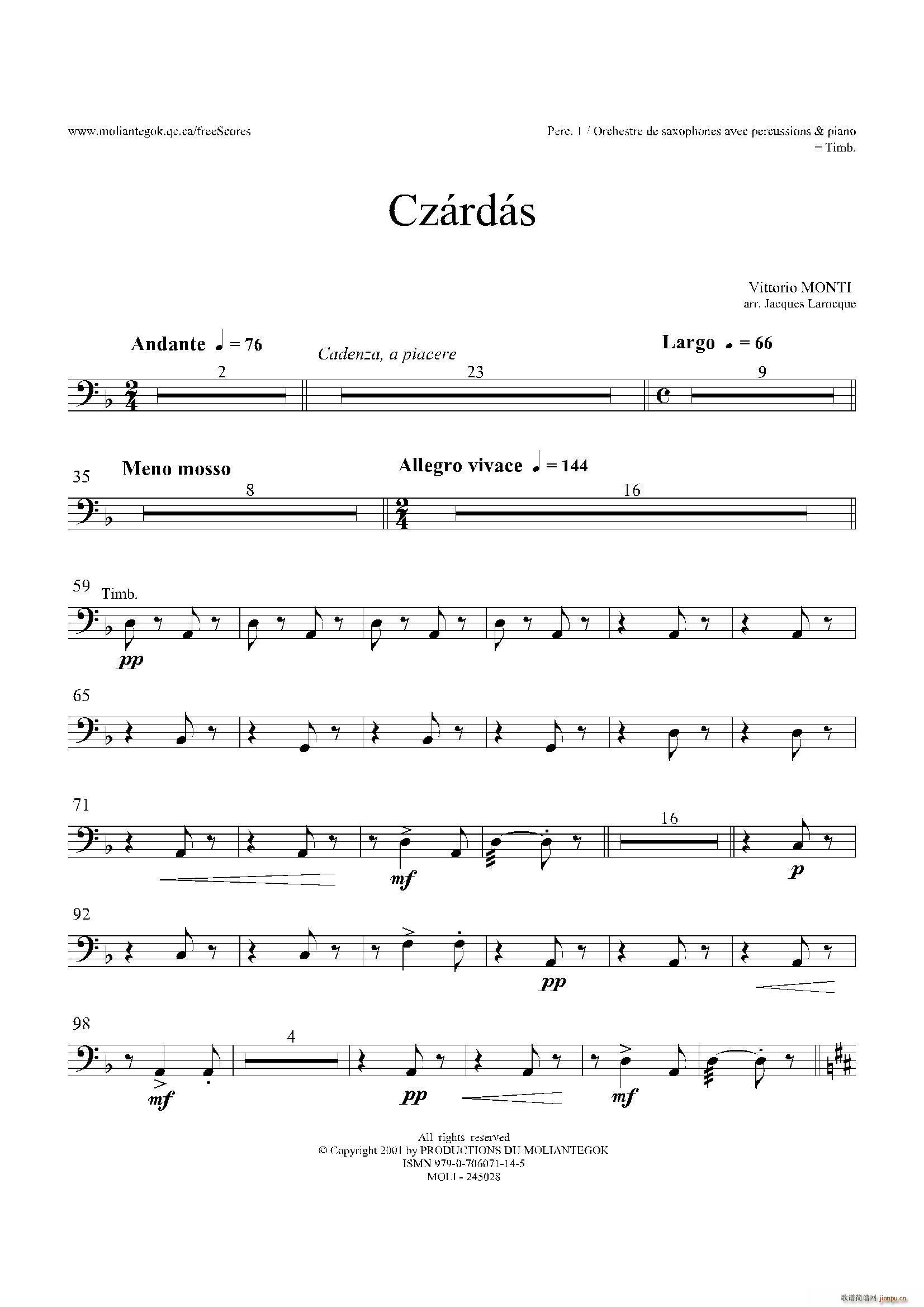 Czardas 查爾達斯 15重奏 5副打擊樂(總譜)1