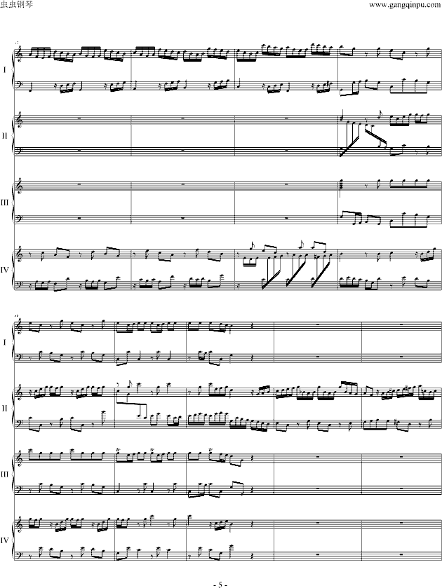 巴赫為四架鋼琴寫的鋼琴協(xié)奏曲(鋼琴譜)5
