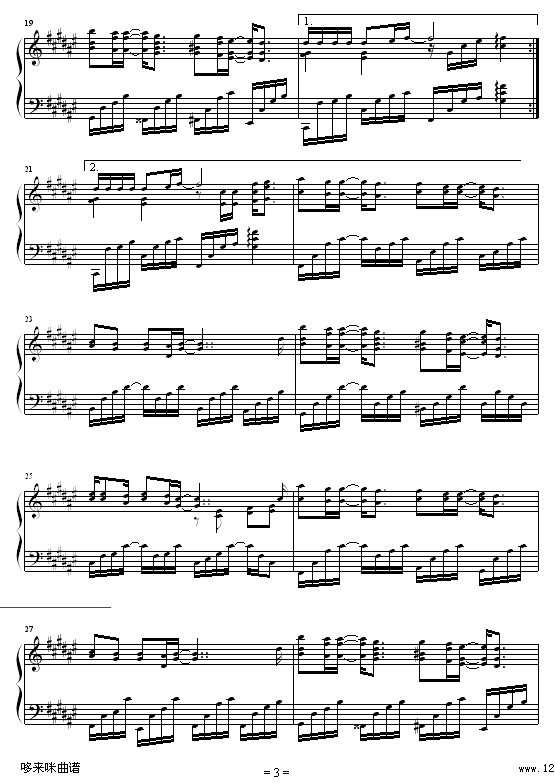 野百合也有春天-阿桑-孟庭葦(鋼琴譜)3