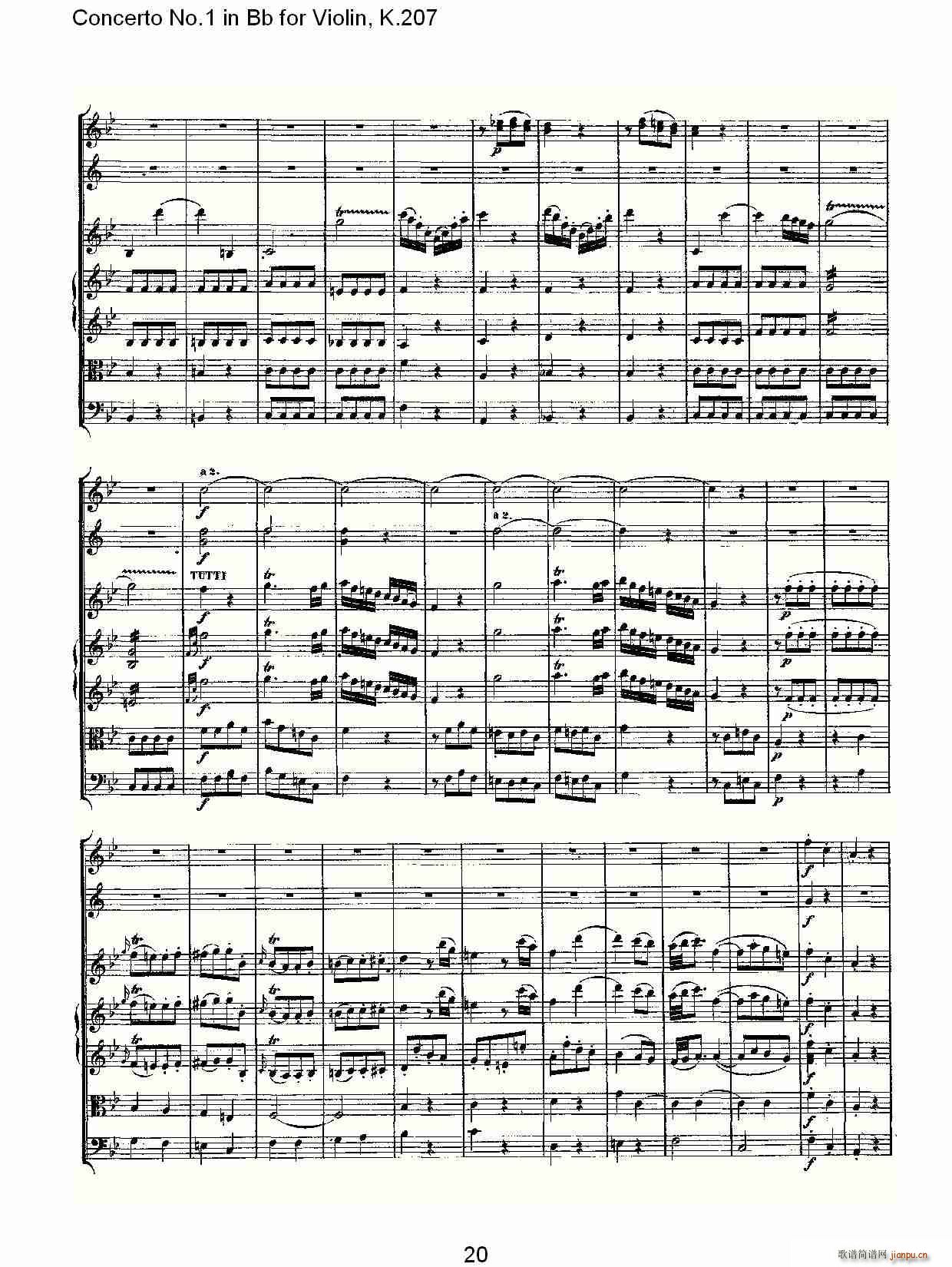 Concerto No.1 in Bb for Violin, K.207(小提琴谱)20