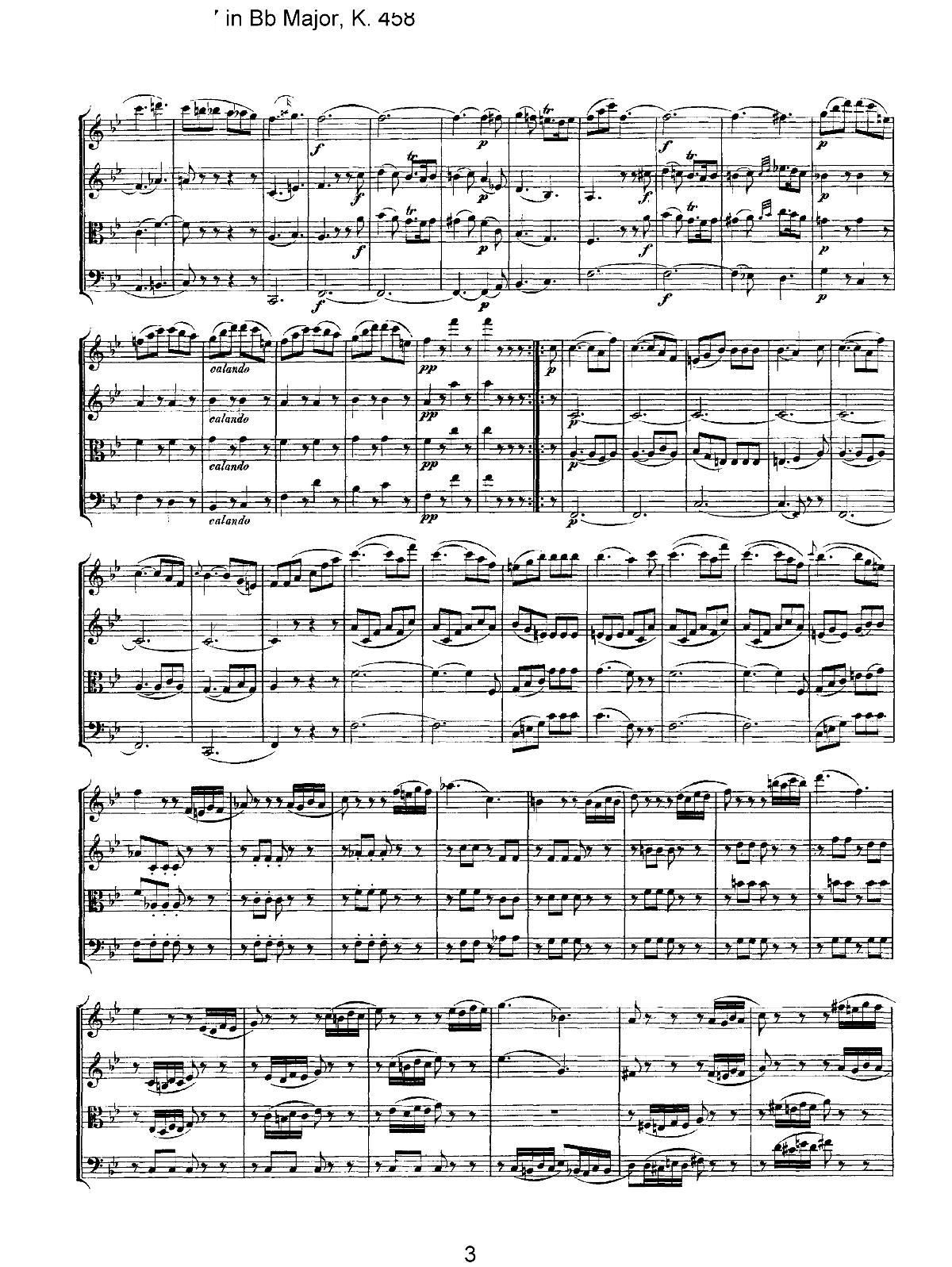 Mozart Quartet No 17 in Bb Major K 458(總譜)3