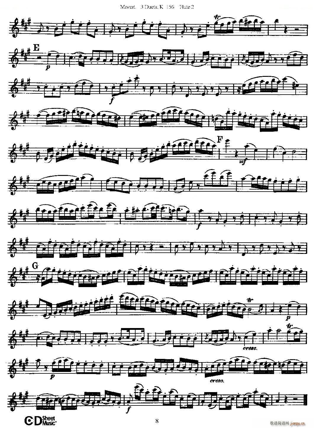 3 Duets K 156 之第二长笛 二重奏三首 K156号 铜管(笛箫谱)8