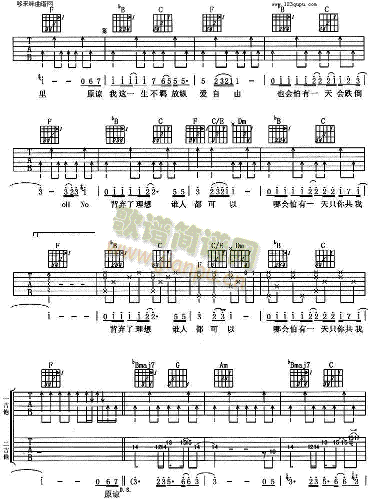 海阔天空(吉他谱)3