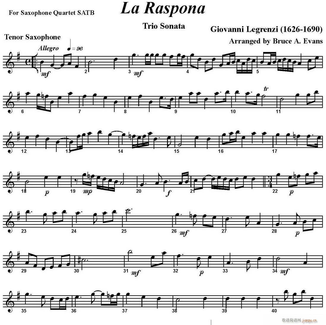 La Raspona 四重奏 次中音薩克斯(總譜)1