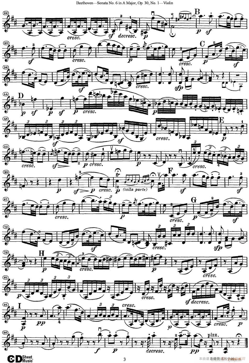 Violin Sonata No 6 in A Major Op 30 No 1(小提琴谱)3