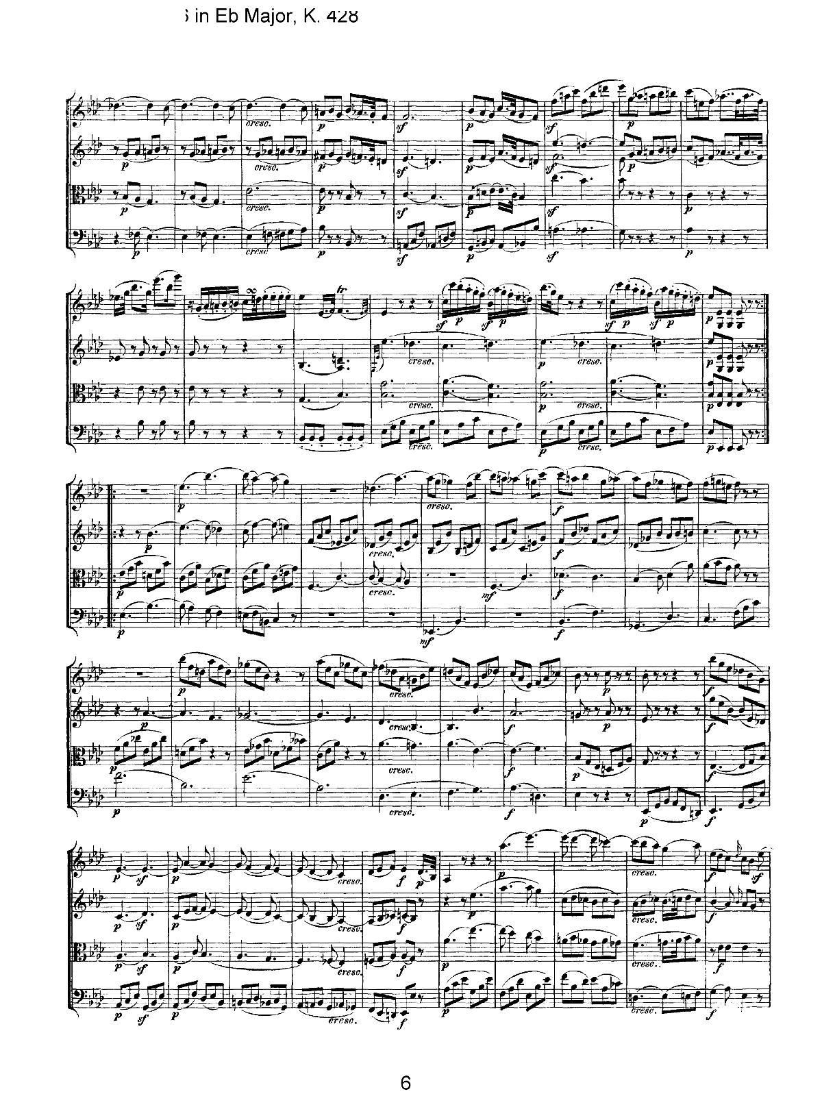 Mozart Quartet No 16 in Eb Major K 428(總譜)6